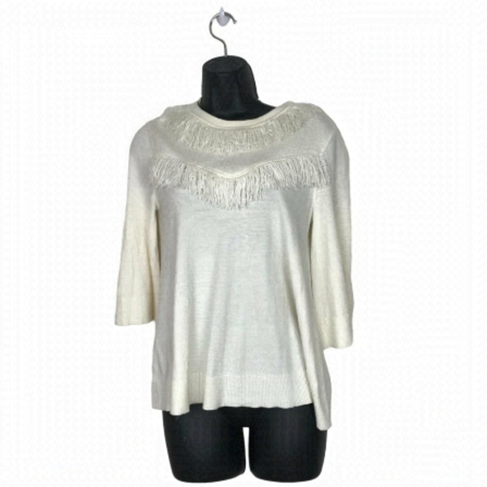 Kate Spade White Sweater With  Fringes Size XS
